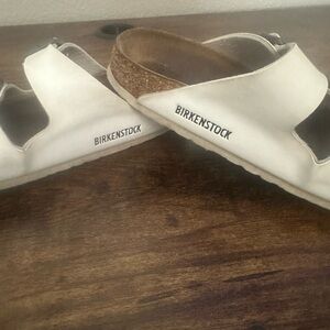 Birkenstock Kid’s White Slide Sandals